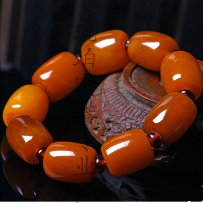 正品纯天然波罗的海老蜜蜡手串手链蜜蜡桶珠搭配血珀隔珠男女款