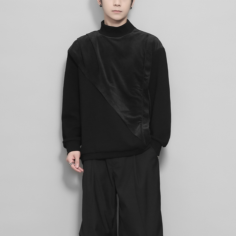 不规则立体裁剪设计半高领卫衣