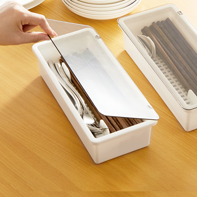 筷子收纳盒带盖双层沥水