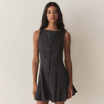 法式桑蚕丝波点连衣裙