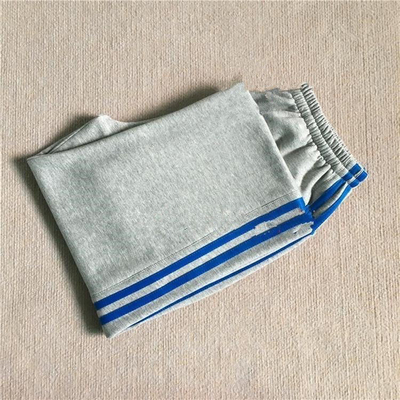 定制中小学生校裤春秋款纯棉浅灰色宝蓝色杠加绒直筒校服裤子加绒