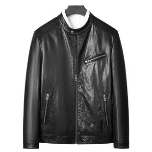 普洛克正品25新款山羊皮真皮皮衣男年轻修身机车短立领皮夹克外套