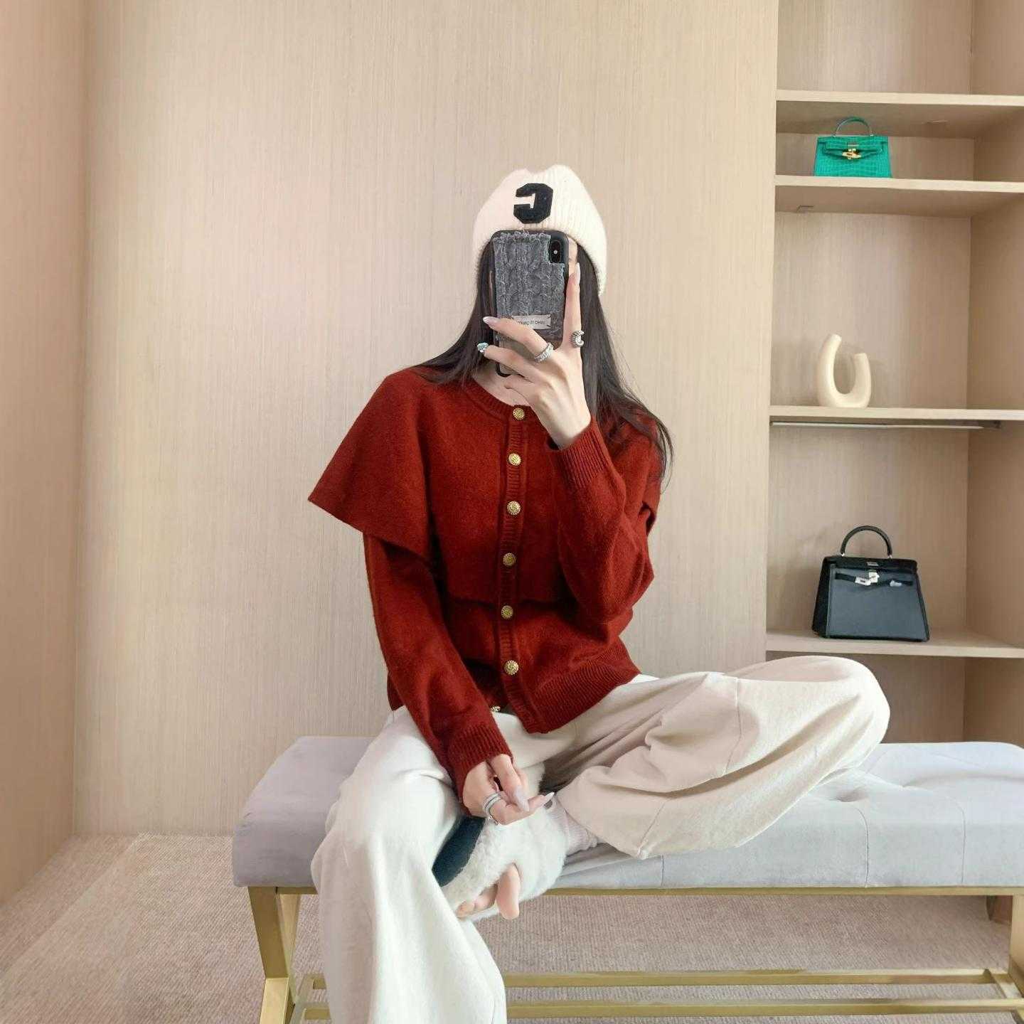 普洛克新款 复古绝级感斗篷长袖针织开衫毛衣外套女春秋御姐羊毛