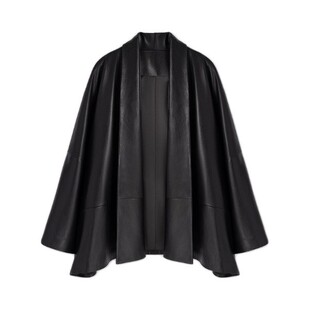 普洛克正品皮衣秋冬新款山羊鹿纹山本极简风时尚廓形落肩开衫外套