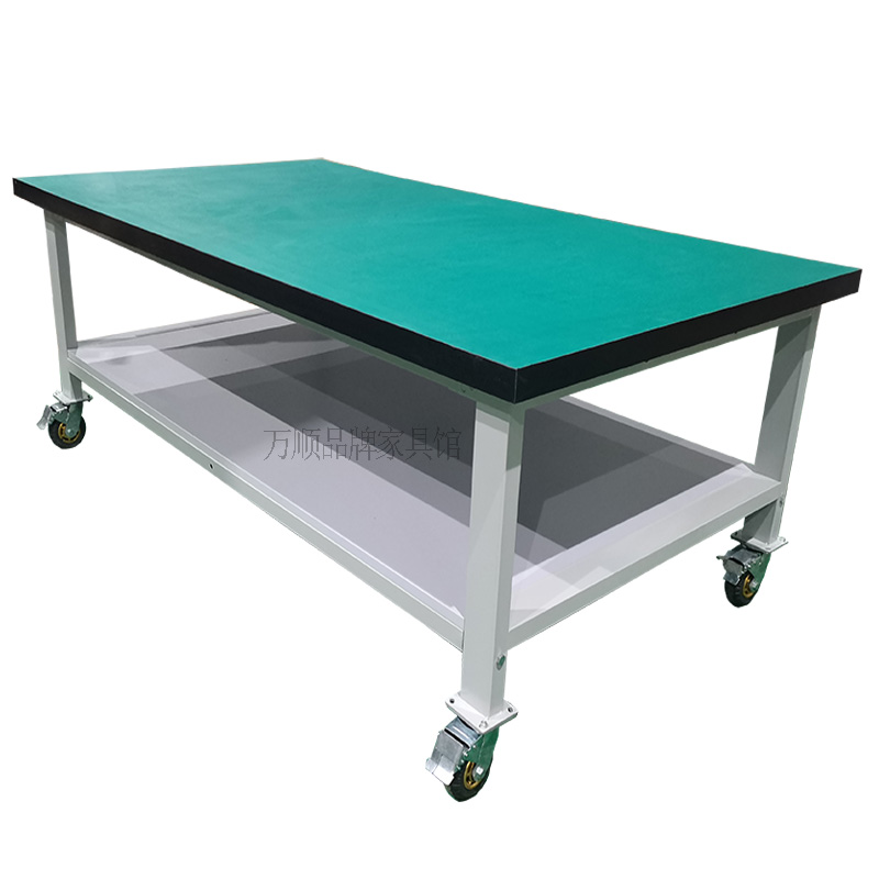 重型钳工移动防静电工作台带轮子双层操作台工厂车间流水线检验台