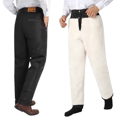 冬季加绒加厚中老年棉裤男高腰深裆宽松大码爸爸装保暖羊羔毛裤子