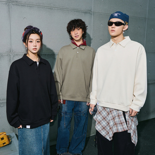 蓓牛多多男装 79014 新潮牌宽松舒适翻领基础百搭POLO衫 中性穿搭