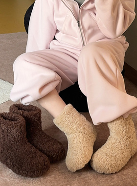 冬季一只熊4cm雪地靴女2025冬季防滑保暖短筒百搭休闲毛毛鞋棉靴