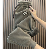 女冬季 新款 高腰宽松束脚哈伦裤 羊羔毛加绒加厚休闲裤 保暖显瘦卫裤