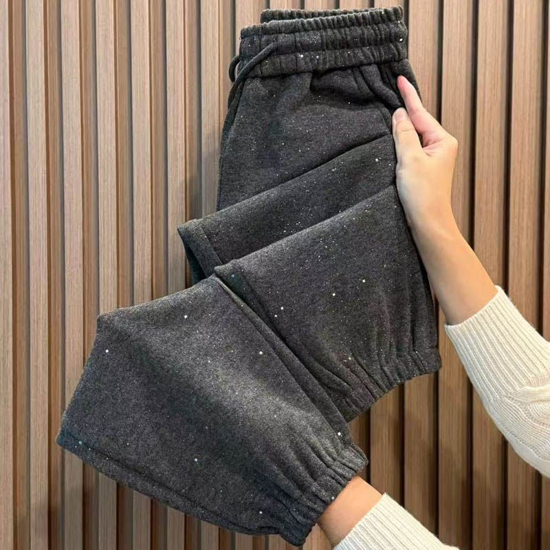 满天星加厚休闲卫裤女秋冬新款高腰显瘦束脚哈伦裤时尚显瘦运动裤,女装/女士精品,休闲裤,淘宝优惠券,粉丝福利购,淘宝优惠卷