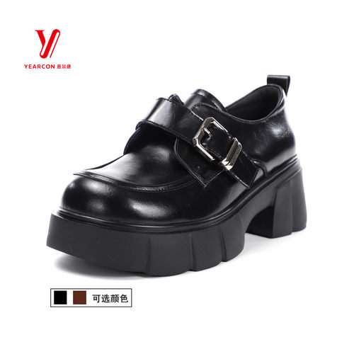 意尔康女鞋2025厚底新款5562AD12331Y秋季舒适单鞋真皮百搭乐福鞋