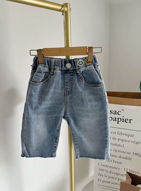 K-5牛仔短裤儿童夏装薄款五分裤男女童微弹力休闲中裤20229