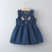 气质童装 韩国收腰牛仔裙2025新款 女童连衣裙春秋公主裙中小童时尚