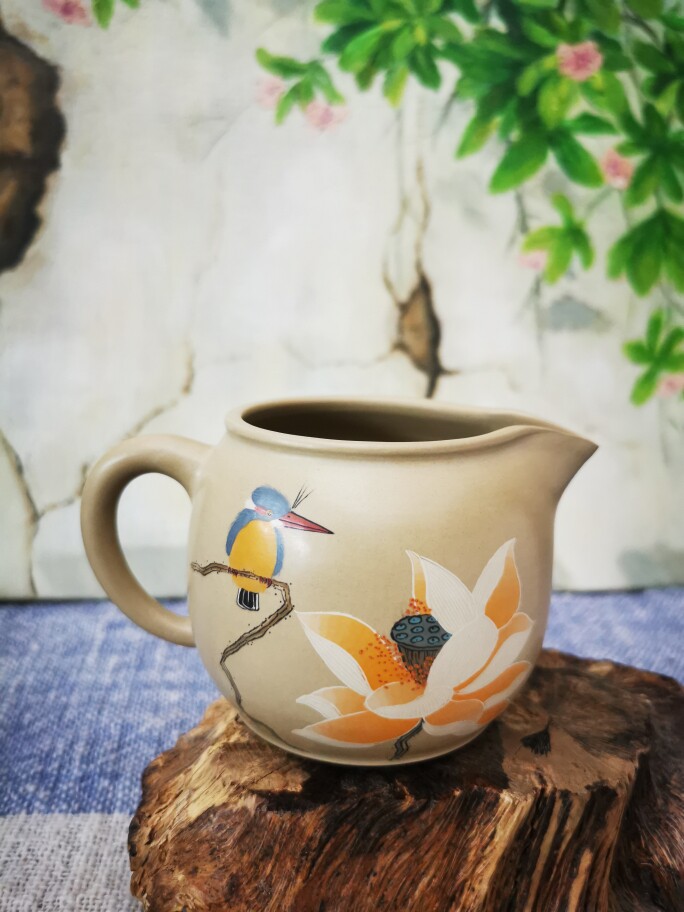 云南建水紫陶公道杯厂家直销 枕溪山房 王天龙 白泥翠鸟公道