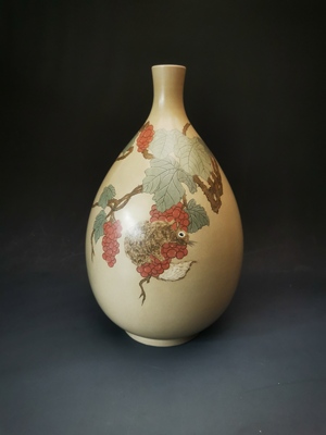 云南建水紫陶摆件厂家直销 枕溪山房 王天龙 彩填花瓶 全手工