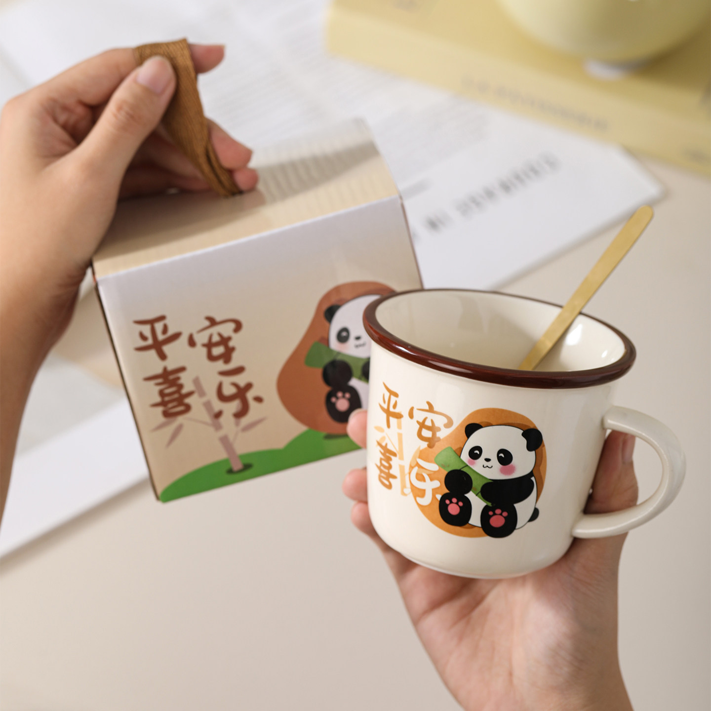 可爱卡通陶瓷马克杯伴手礼礼盒装
