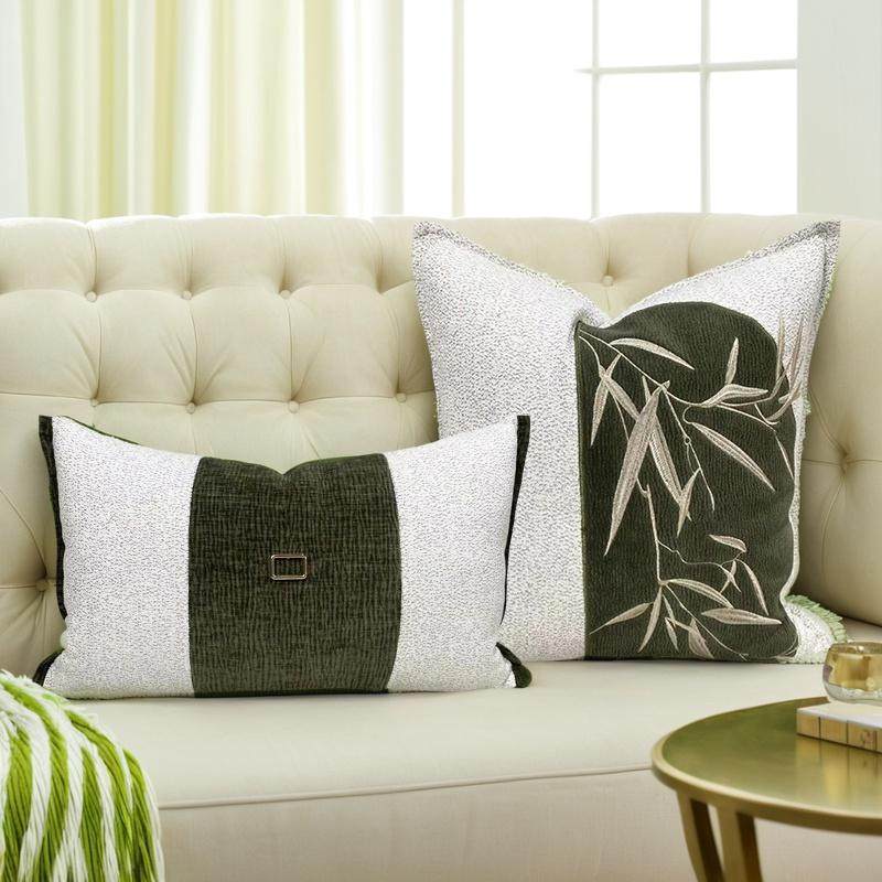 高端轻奢简约现代新中式米白绿色