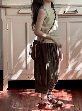 APP专柜同款夏季女童辣妹款针织背心小童女孩上衣休闲裤套装2272