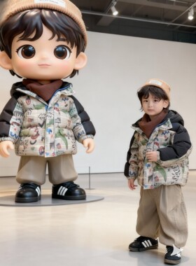 【断码清仓】男童羽绒服冬季连帽短款拼接外套小童女童羽绒服3376