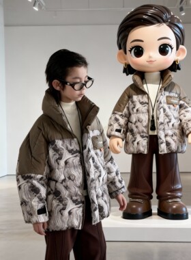 品牌童装青少年男童羽绒服冬季新款加厚防寒男宝碎花面包服2815