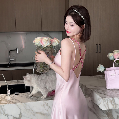 纯欲性感睡衣夏日花园吊带睡裙女
