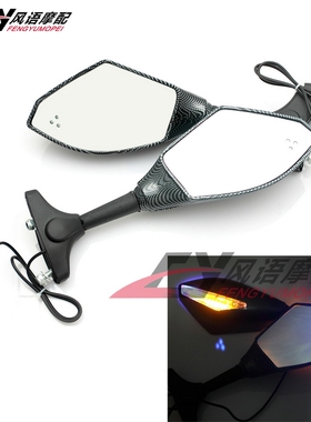 适用于本田川崎ZX6R CBR1100XX 黑鸟1100 LED灯转向反光镜 后视镜