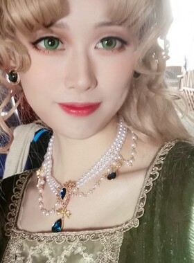 水滴复古珍珠锁骨链珍珠