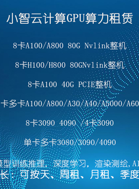 远程GPU算力租赁8卡A100 Nvlink 80G整机适用AI学习模型训练推理