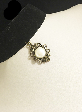 原宿黑色丝绒脖子遮疤痕锁骨链