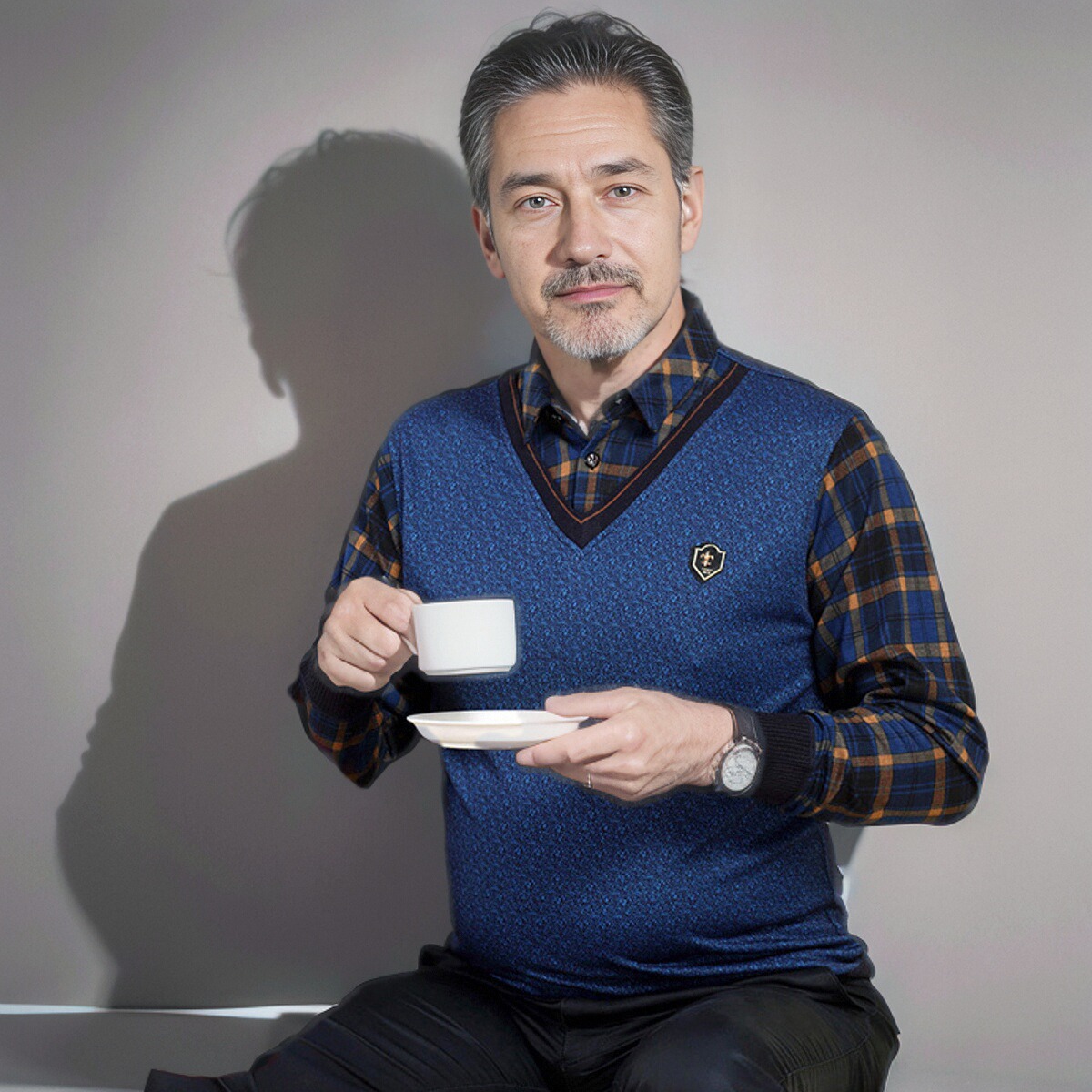 毛衣中年针织加绒假两件