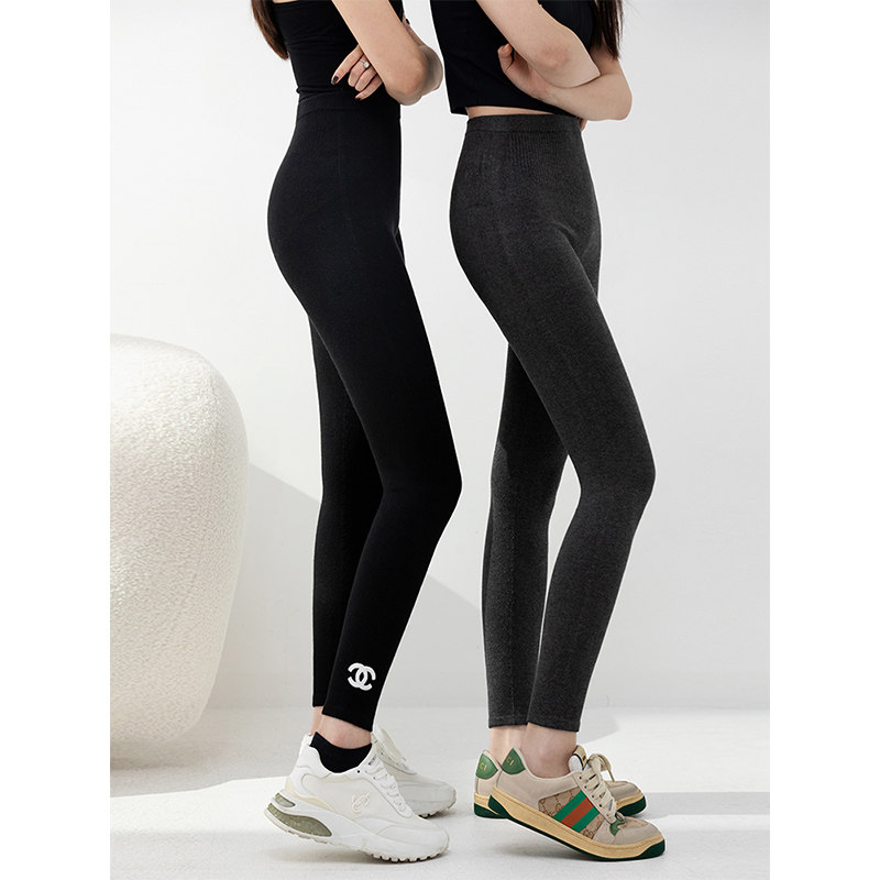 温暖冬季 100%精纺山羊绒一体无缝打底裤高腰弹力保暖女士新款