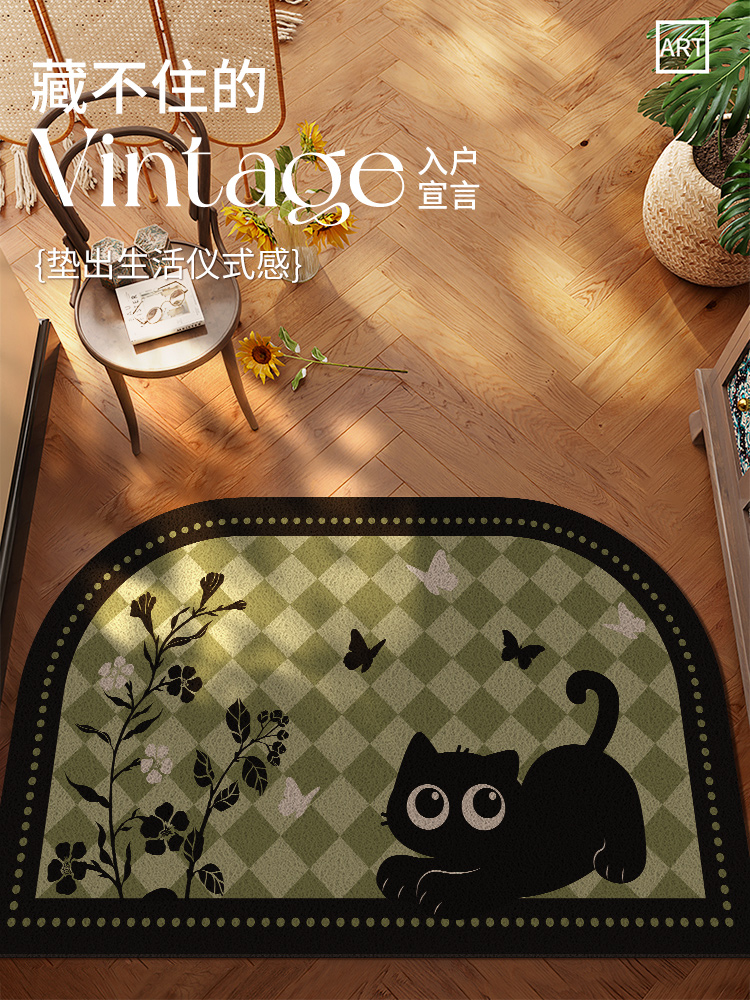 中世纪风格入口门垫，入口地垫，高端2025新型家庭入口线圈地垫，