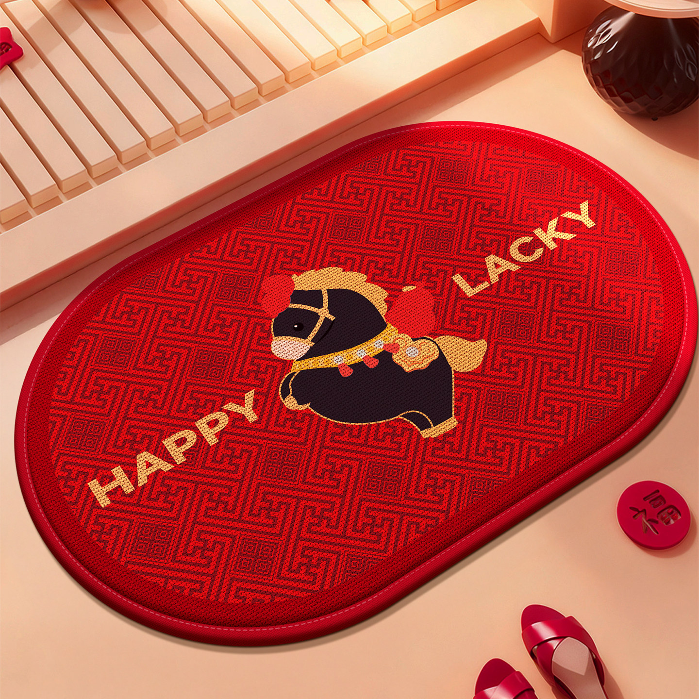 【加厚仿麻】浴室吸水地垫卫生间防滑门垫新年红色速干脚垫不发霉,居家布艺,家用脚垫,淘宝优惠券,粉丝福利购,淘宝优惠卷