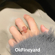 OkFineyard天然草莓晶貔貅招财戒指女碧玺串珠小众设计水晶食指环