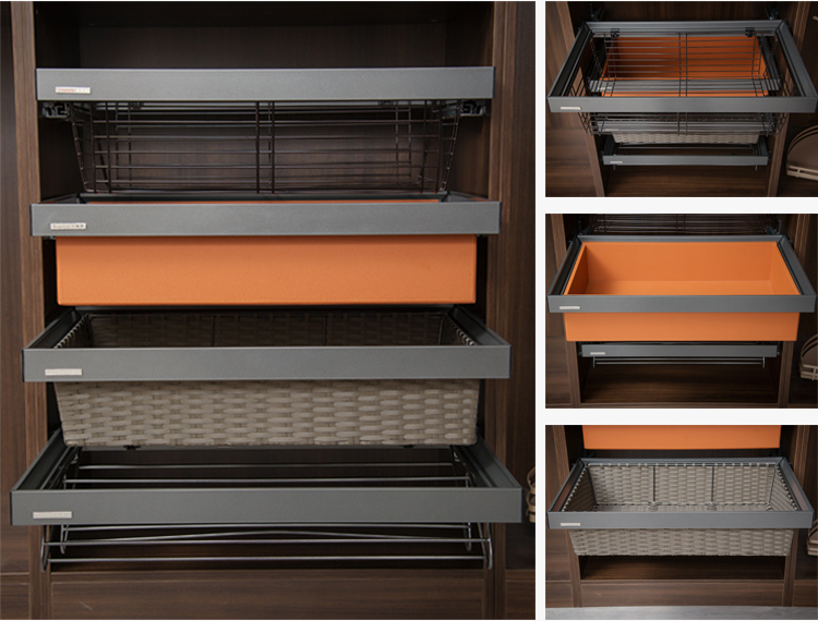 衣帽间拉篮衣柜收纳阻尼编织藤篮推拉缓冲鞋架衣物篮储物篮抽屉式 - 封面