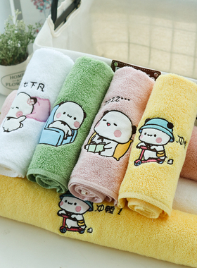小熊猫一二全棉毛巾洗脸纯棉家用小方巾吸水不掉毛2024新款小方巾