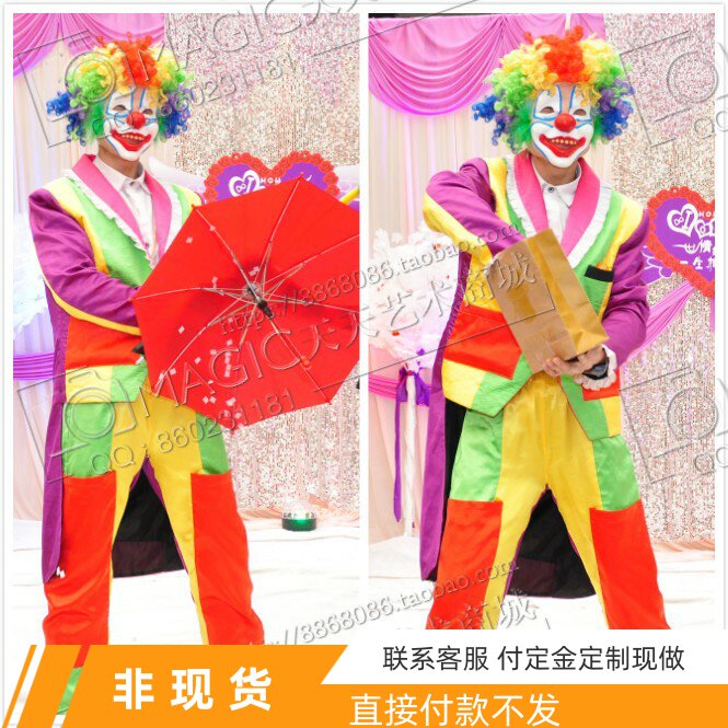 小丑服装量身定做高质量魔术小丑燕尾服可变鸽子伞扇热卖高跷服装