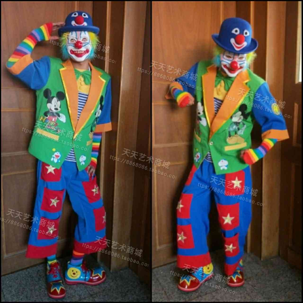 西装卡通版小丑服专业小丑演出服装高质量服装布料小丑舞台演出服