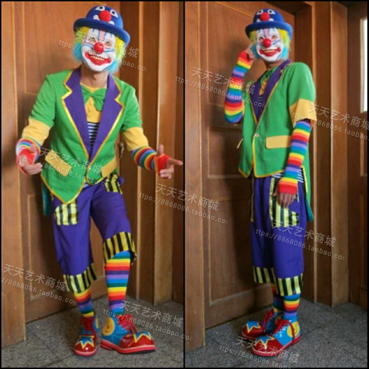 中袖小燕尾版小丑服舞台演出气球派送小丑服装颜色可自己搭配定制