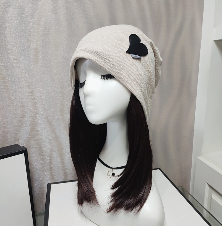 出游假发帽冷帽女帽子一体春秋