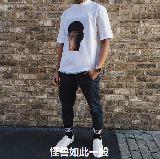 PALACE life TRIM T-SHIRT 剃头人物LOGO字母圆领短袖T恤男女情侣