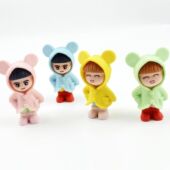 双叶雨衣女孩人偶模型卡通可爱男孩女孩桌面装 饰品小摆件盲盒