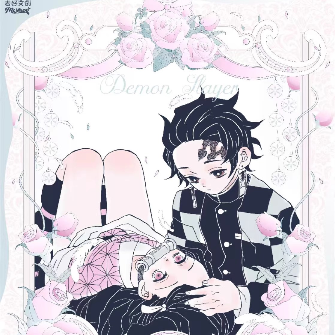 麦好文创鬼灭之刃羽织共雪藏书票