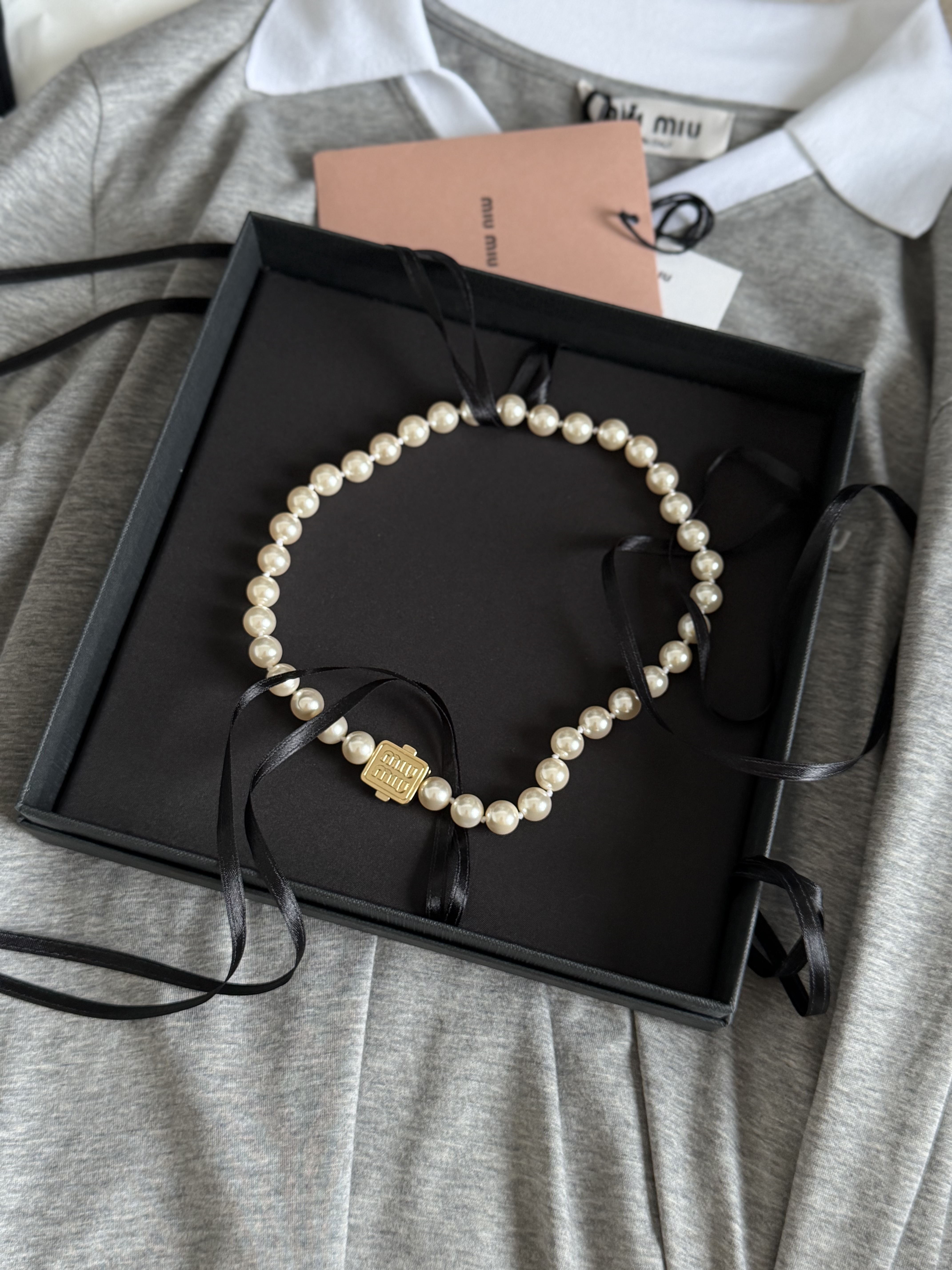 【 现货折扣 】miu miu 珍珠 choker 项链