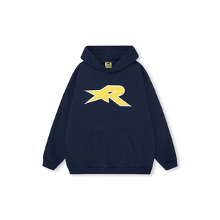RASS国潮牌R星星美式 套头连帽卫衣 撞色印花高街字母秋冬加绒长袖