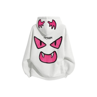 FONDLOOK美式 复古高街潮流宽松休闲落肩套头男女加绒加厚连帽卫衣