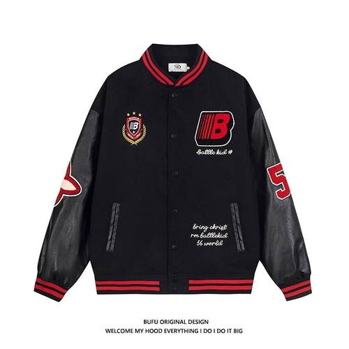 亿万少年徽章拼接撞色棒球服外套
