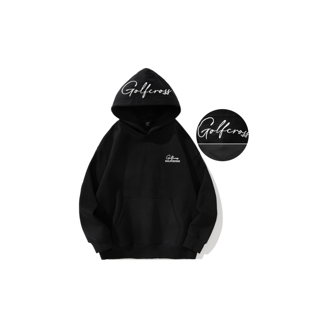 GOLFCROSS简约字母印花连帽卫衣