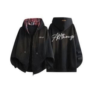 罗宾H美式 卫衣外套秋冬 高街字母休闲落肩加厚宽松连帽开衫