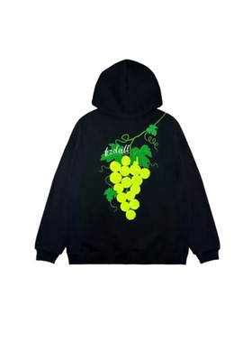 KZDALL葡萄网球爱心拼图紫色玫瑰刺绣毛巾绣潮牌男女连帽卫衣秋冬